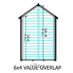 6ft x 4ft Wooden Overlap Garden Shed with Single Door and 1 Window