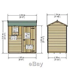 6ft x 4ft Wooden Overlap Reverse Apex Garden Shed with Single Door 1 Window 6x4