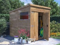 6ft x 8ft Bike Shed Garden Storage Pressure Treated Wooden Window Overlord Pent