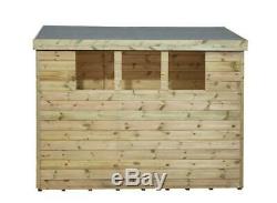 6x3 7x3 8x3 Garden Shed Pent Tanalised 3 Windows Low Side Pressure Treated Door