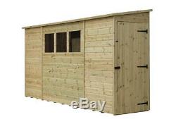 6x3 7x3 8x3 Garden Shed Shiplap Pent Roof Tanalised 3 Windows Low Side Pressure