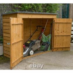6x3 Wooden Bike Tool Shed Garden Overlap Pent Storage Double Door Outdoor Store