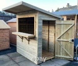 6x4 GARDEN BAR SHED WOODEN DRINKS HUT TANALISED SHIPLAP PATIO OUTDOOR TREATED