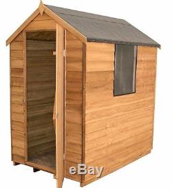 6x4 GARDEN SHED SINGLE DOOR APEX WOODEN SHEDS OVERLAP CLAD 6ft x 4ft New Un Used