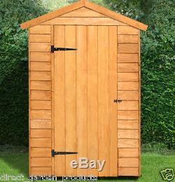 6x4 GARDEN SHED WINDOWLESS APEX WOODEN SHEDS OVERLAP CLAD 6ft x 4ft New Un Used