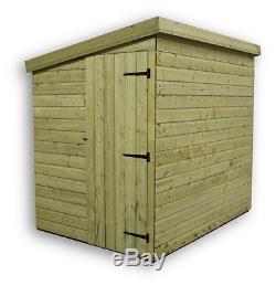 6x4 Garden Shed Shiplap Pent Roof Tanalised Pressure Treated Door Left End