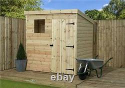 6x4 Garden Shed Shiplap Pent Roof Tanalised Window Pressure Treated Door Right