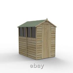6x4 Overlap Pressure Treated Apex Wooden Garden Shed with 4 Windows 6ft x 4ft