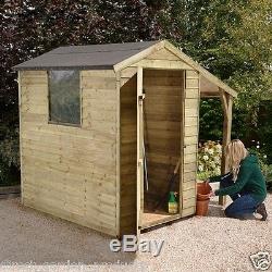 6x4 PRESSURE TREATED GARDEN WOODEN SHED LEAN TOO TOOLS STORAGE WOOD STORE 6ft 4