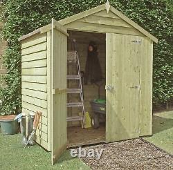 6x4 WOODEN GARDEN SHED APEX DOUBLE DOORS WINDLESS PRESSURE TREATED STORE 4ft 6ft