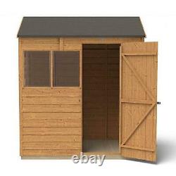 6x4ft Wooden Overlap Dip Treated Garden Shed Reverse Apex Outdoor Storage