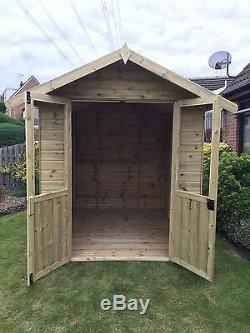 6x6 Wooden Summer House Pressure Treated Patio Shed Garden With Front Overhang