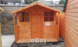 6x8 Wooden Summerhouse Garden Room Shed Inc Veranda Fully T&G 6x8 Hobby Cabin