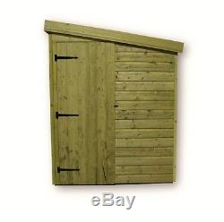 7x5 Garden Shed Shiplap Pent Roof Tanalised Pressure Treated Door Right End