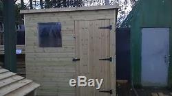 7 x 5 WOODEN PENT GARDEN SHED PRESSURE TREATED WOOD THROUGHOUT