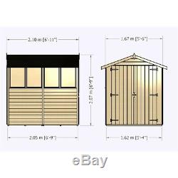 7 x 5 Wooden Overlap Garden Shed with Double Doors and Four Windows