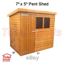 7ft X 5ft Pent Garden Shed Top Quality Wooden Timber