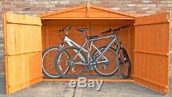 7x3 BICYCLE STORE GARDEN SHED APEX ROOF DOUBLE DOOR OVERLAP WOOD BIKE 7ft 3ft