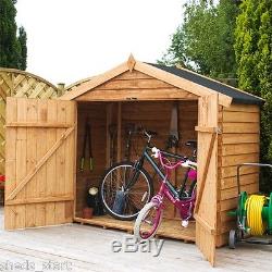 7x3 Overlap Wooden Garden Storage Bike Shed Double Doors Apex Roof 7FT 3FT