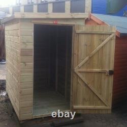 7x4 GARDEN SHED PENT ROOF PRESSURE TREATED STORE TANALISED TONGUE & GROOVE HUT