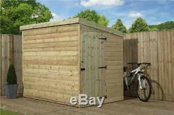 7x4 Garden Shed Shiplap Pent Roof Tanalised Pressure Treated Door Right End