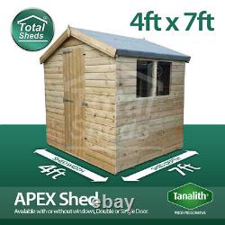 7x4 Pressure Treated Tanalised Apex Shed Top Quality Tongue and Groove 7FT x 4FT