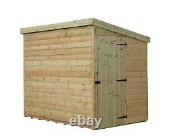 7x5 Garden Shed Shiplap Pent Roof Tanalised Pressure Treated Door Right End