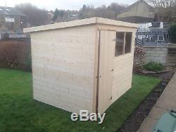 7x5 NEW GARDEN SHED HEAVY 14MM TONGUE AND GROOVE PENT ROOF HUT WOODEN STORE