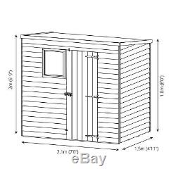 7x5 PENT GARDEN SHED SINGLE DOOR WOODEN SHEDS OVERLAP CLAD 7ft x 5ft New Un Used