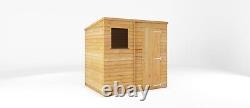 7x5 PENT GARDEN SHED SINGLE DOOR WOODEN SHEDS OVERLAP CLAD 7ft x 5ft New Un Used