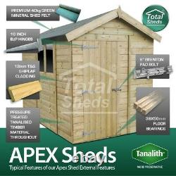 7x5 Pressure Treated Tanalised Apex Shed Top Quality Tongue and Groove 7FT x 5FT