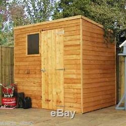 7x5 Wooden Overlap Garden Storage Shed Window Single Door Pent Roof 7FT 5FT