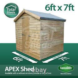 7x6 Pressure Treated Tanalised Apex Shed Top Quality Tongue and Groove 7FT x 6FT
