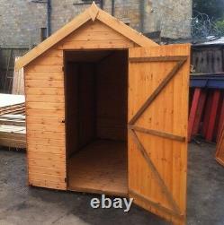 7x6 WOODEN GARDEN SHED FULLY T&G APEX HUT 12mm TREATED STORE NO WINDOWS