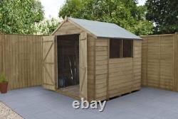 7x7 Overlap Pressure Treated Double Door Apex Wooden Shed Installation Option