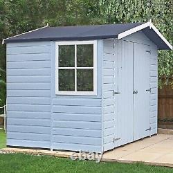 7x7 SHIPLAP GARDEN SHED T&G FLOOR ROOF OPENING GLASS WINDOW WOODEN DOUBLE DOORS