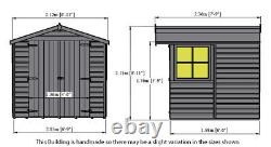 7x7 SHIPLAP GARDEN SHED T&G FLOOR ROOF OPENING GLASS WINDOW WOODEN DOUBLE DOORS