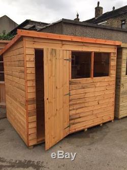 8X6 WOODEN GARDEN SHED 16mm DISCOLOURED TONGUE AND GROOVE PENT HUT STORE T&G
