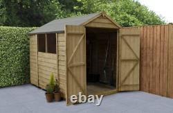 8 x 6 FT Wooden Garden Storage Shed Double Door Apex Felt Roof Free Delivery