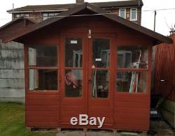 8 x 6 GARDEN SHED/SUMMER HOUSE STYLE WITH PORCH OVERHANG GOOD QUALITY TIMBER