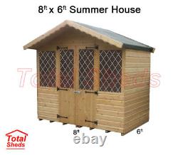 8 x 6 SUPREME SUMMER HOUSE LOG CABIN WOODEN SHED TOP QUALITY GRADED TIMBER