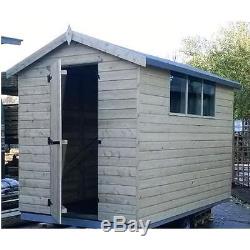 8 x 6 WOODEN APEX GARDEN SHED PRESSURE TREATED WOOD THROUGHOUT