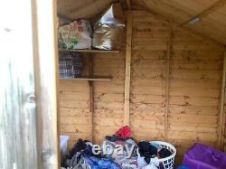 8' x 6' solid wood Garden Shed, summerhouse- Great condition, with 2 feet veran