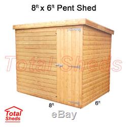 8ft X 6ft Pent Garden Shed Top Quality Wooden Timber