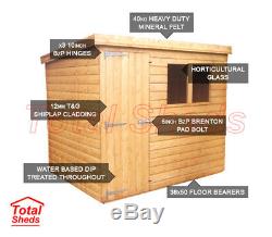 8ft X 6ft Pent Garden Shed Top Quality Wooden Timber