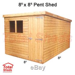 8ft X 8ft Pent Garden Shed Top Quality Wooden Timber