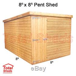 8ft X 8ft Pent Garden Shed Top Quality Wooden Timber