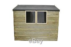 8ft x 6ft WOODEN GARDEN SHIPLAP CLADDING APEX SHED PRESSURE TREATED TIMBER NEW
