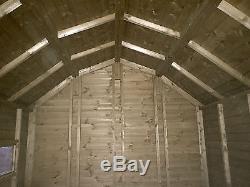 8x12 Dutch Barn Loglap Wooden Garden Shed with three Windows