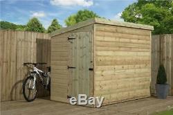 8x4 Garden Shed Shiplap Pent Roof Tanalised Pressure Treated Door Left End